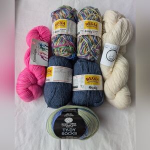 Lot Of Sock Yarn Wool Blends - 7 Skeins